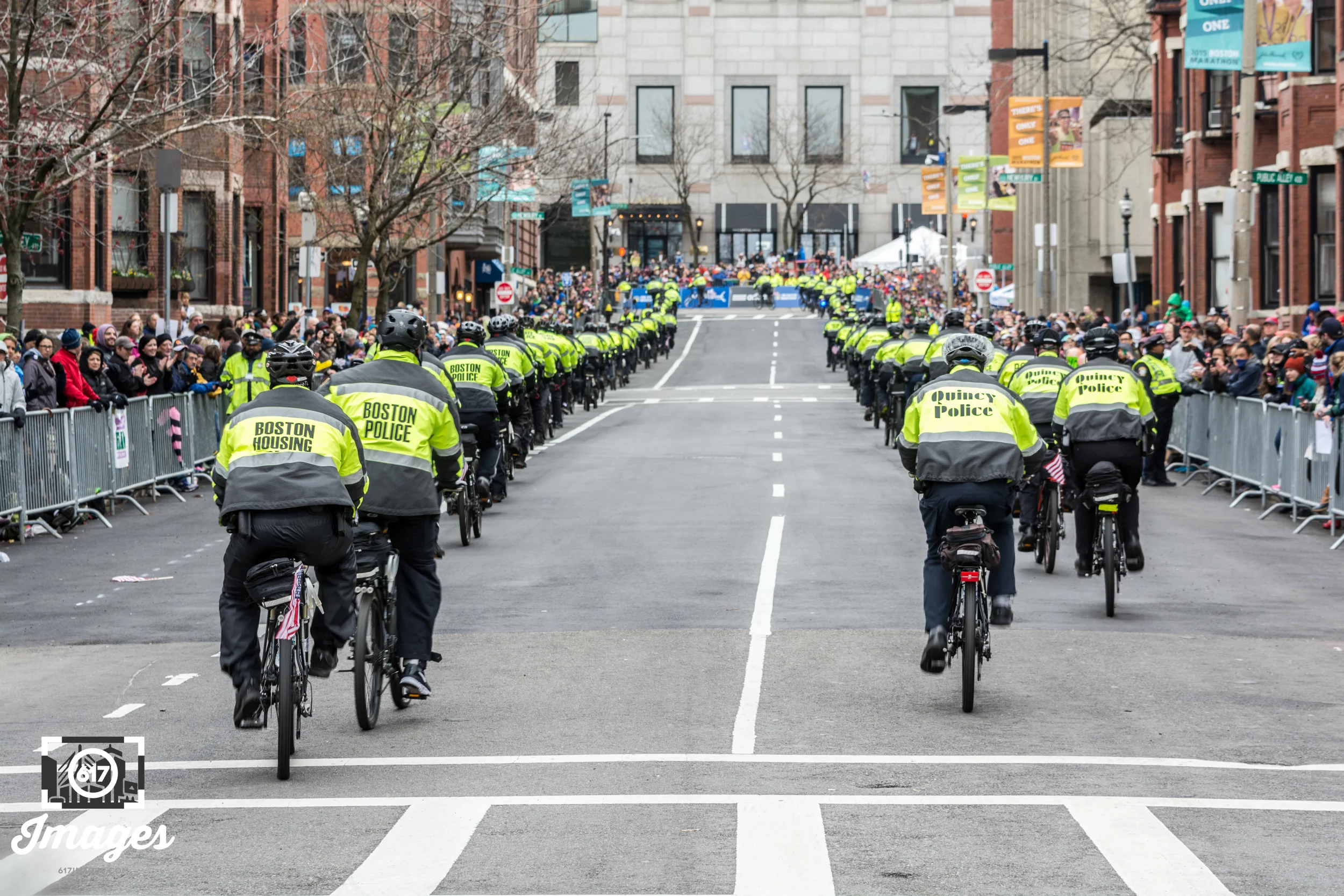 The Boston Police Bike Brigade keeping runners, spectators and the city safe.&nbsp;&nbsp;