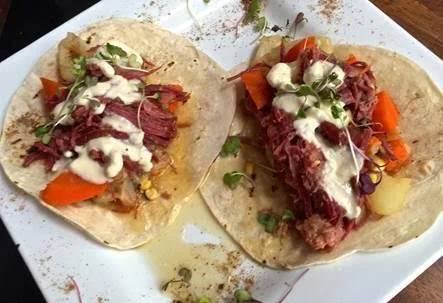 Jalapeno Spiked Corned Beef Tacos from Poe's Kitchen at the Rattlesnake.&nbsp;